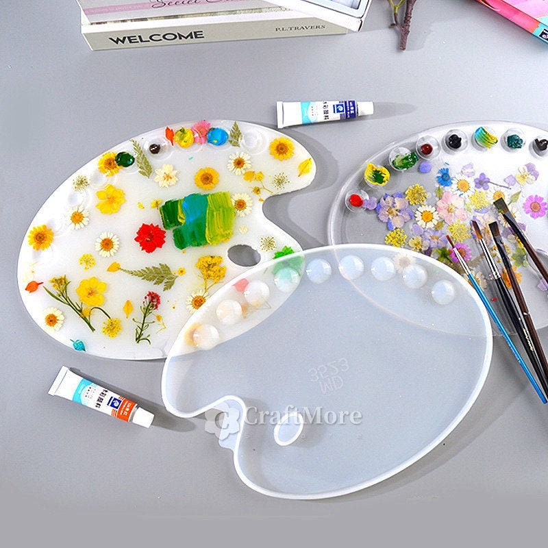 Silicone Paint Palette Resin Casting Mold, Painter's Art Plate Epoxy Mould  Craft Tool Artist Paint Tray Casting Silicone Mould, Crystal Epoxy and DIY