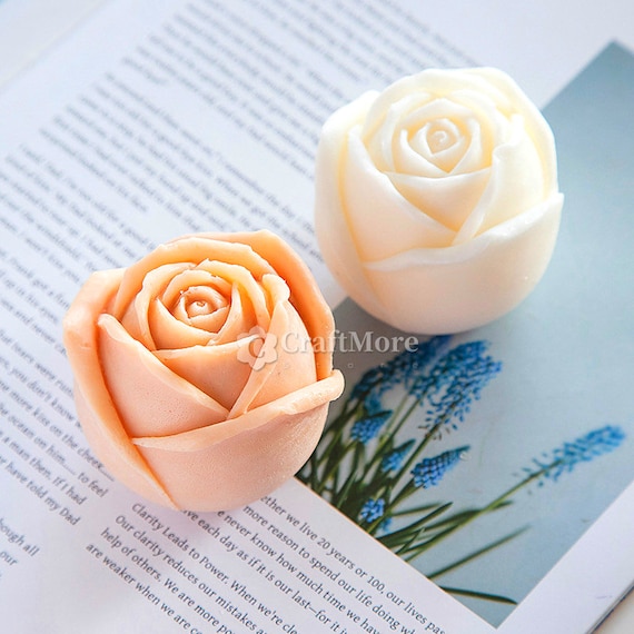 3D Rose Candle Silicone Mold Large Flower Silicone Chocolate Fondant Mould  For Mousse Cake Ice Cube Tray Soap Decorating Tools