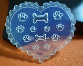 Cute Bone&Paw Resin Nail Art Molds-Silicone Mold for Nail Decoration DIY Manicure tools Nail Patches Mold Crystal Nail Sticker Mold