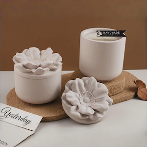 Flower Box Silicone Mold-Floral Lid Candle Vessel Mold-Plaster/Concrete Candle Cup/Jar Container Mold-Storage Box Resin Mold-Resin Art Mold