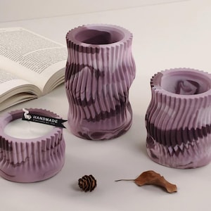 Moule en silicone pour récipient à bougie à rayures - Moule à bougie cylindrique torsadé, moule en béton, moule pour récipient à bougie en gypse, moule pour pot de bougie