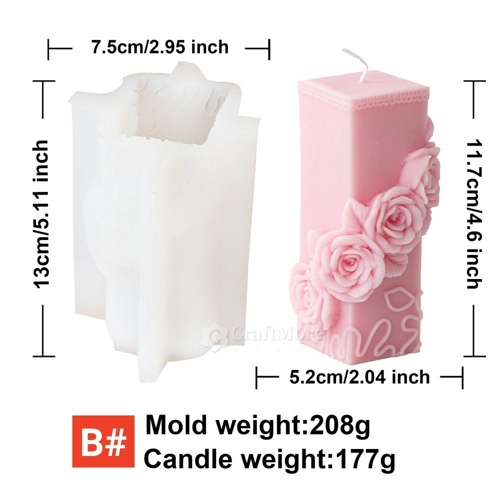 Stampo In Silicone Per Candele A Forma Di Rosa E Colonna: Fai Da Te Per Candele, Resina E Argilla, Resistente Al Calore