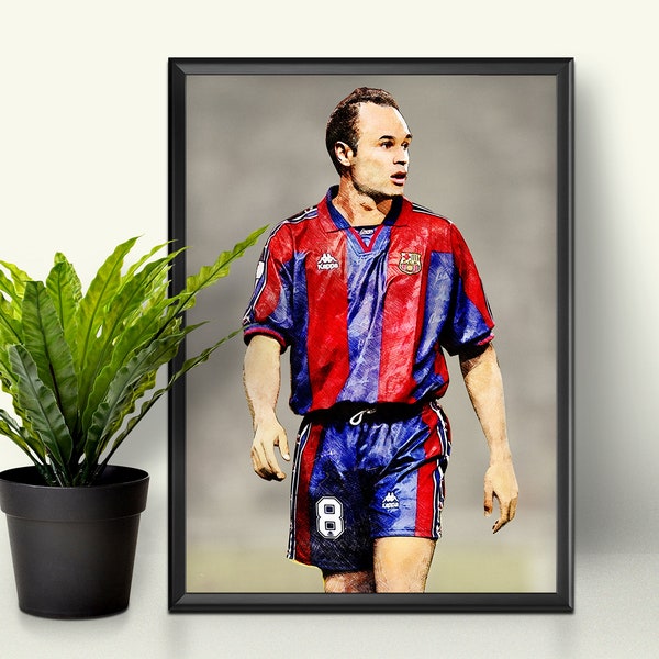 Iniesta 1996-97 Poster, Barcelona Poster, Iniesta Print, Iniesta Poster, Football Poster, Barcelona Print, Soccer Print, Football Print