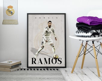 Sergio Ramos Poster, Real Madrid Posters, Ramos Posters, Football Posters, Football Prints, Football Posters, Football Prints, Soccer Prints