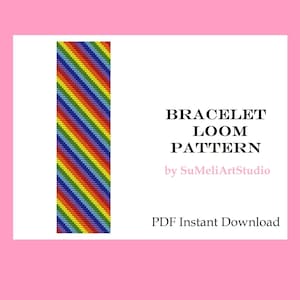Rainbow bracelet loom pattern, Beadwork pattern, Bead loom patterns, Seed bead bracelet pattern, Beading patterns, Instant Download