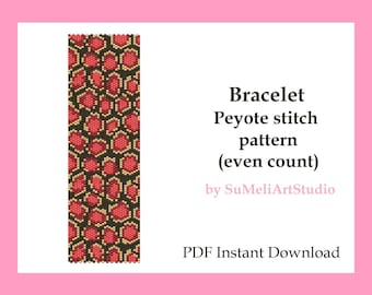 Snake bracelet pattern, Beading pattern, Beadwork pattern, Even peyote bead pattern, Snake pattern peyote for bracelet