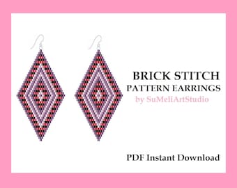 Beaded earring pattern, Brick Stitch Earrings, Beading pattern, Earrings pattern PDF, Brick stitch pattern, Seed bead patterns