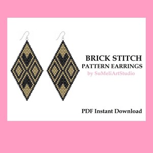 Beaded earring pattern, Brick Stitch pattern,  Beading pattern, Earrings pattern PDF, Digital pattern, Seed bead patterns, Instant Download