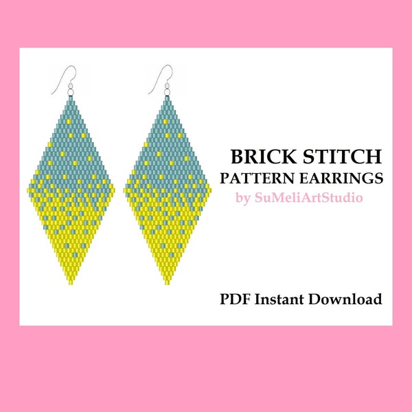 UKRAINE Digital download pattern, Brick stitch patterns for beads earring, Seed bead pattern, Beadwork pattern