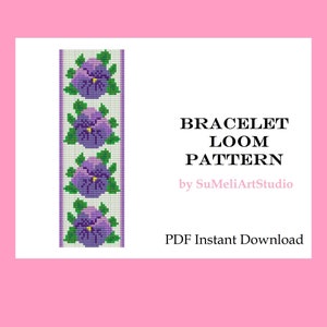 Bead loom bracelet, Beaded flower pattern, Bracelet pattern, Violet bead flower, Seed bead bracelet pattern, Beadwork bracelet