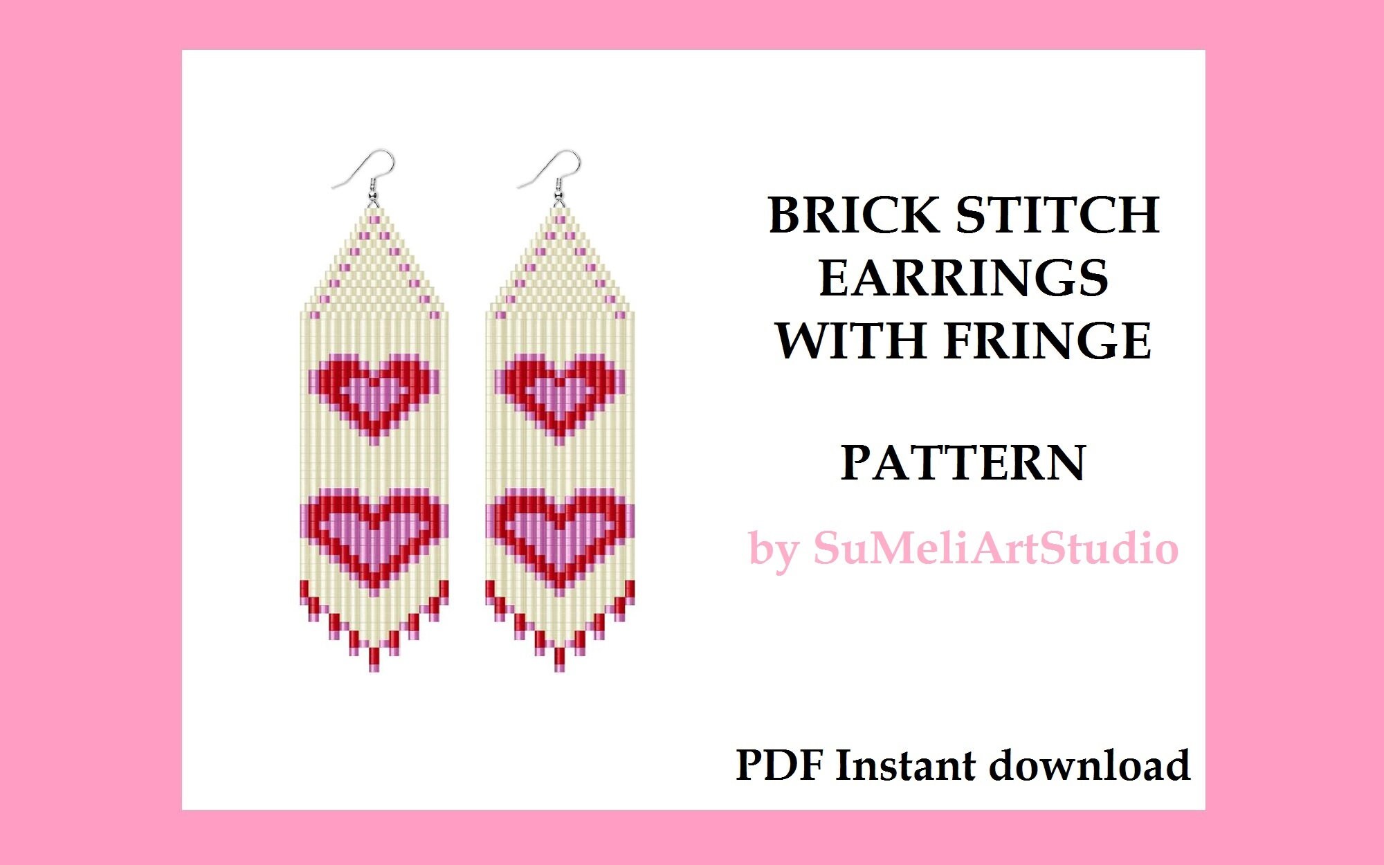 Cat with Heart Brick stitch pattern miyuki delica PDF