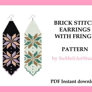 Geometry earrings pattern, Beading pattern, Brick stitch earrings, Seed bead earrings pattern, Instant Download, Miyuki Delica PDF pattern