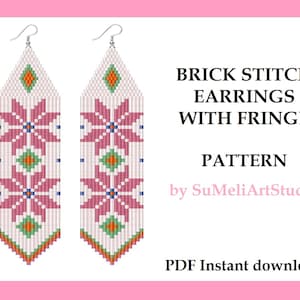 Beaded earring pattern, Brick Stitch Earrings, Beading pattern, Earrings pattern PDF, Brick stitch pattern, Seed bead patterns