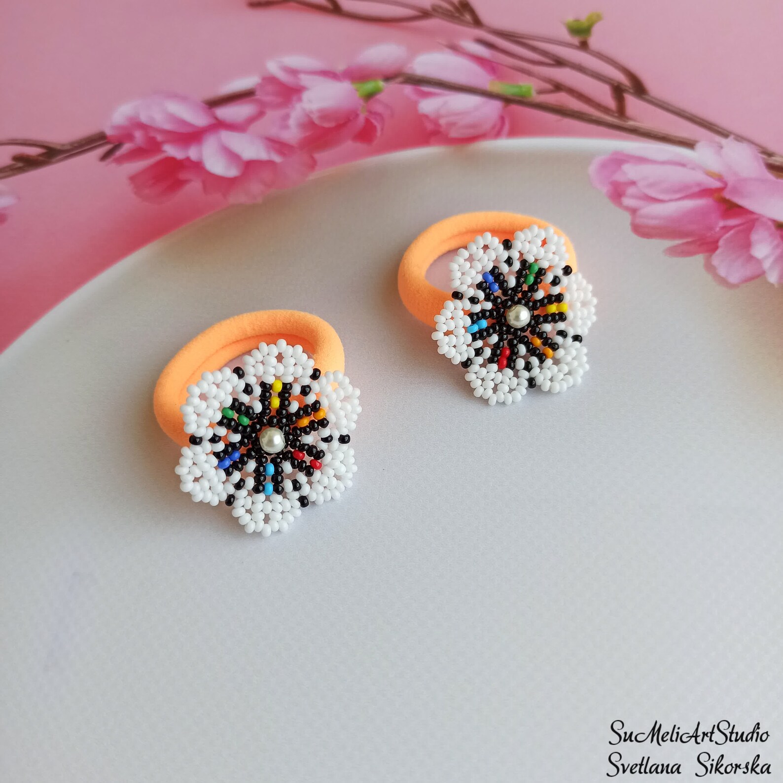 Flower Kids hair ties Gift for a little Girls Handmade Etsy