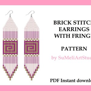 Beaded earring pattern, Brick Stitch Earrings, Beading pattern, Earrings pattern PDF, Brick stitch pattern, Seed bead patterns