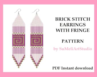 Beaded earring pattern, Brick Stitch Earrings, Beading pattern, Earrings pattern PDF, Brick stitch pattern, Seed bead patterns