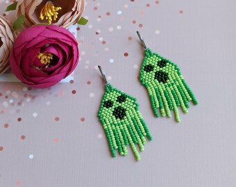 Halloween ghost earrings, Boo earrings for Halloween, Cute scary earrings, Halloween jewelry for woman, Holiday bead earrings