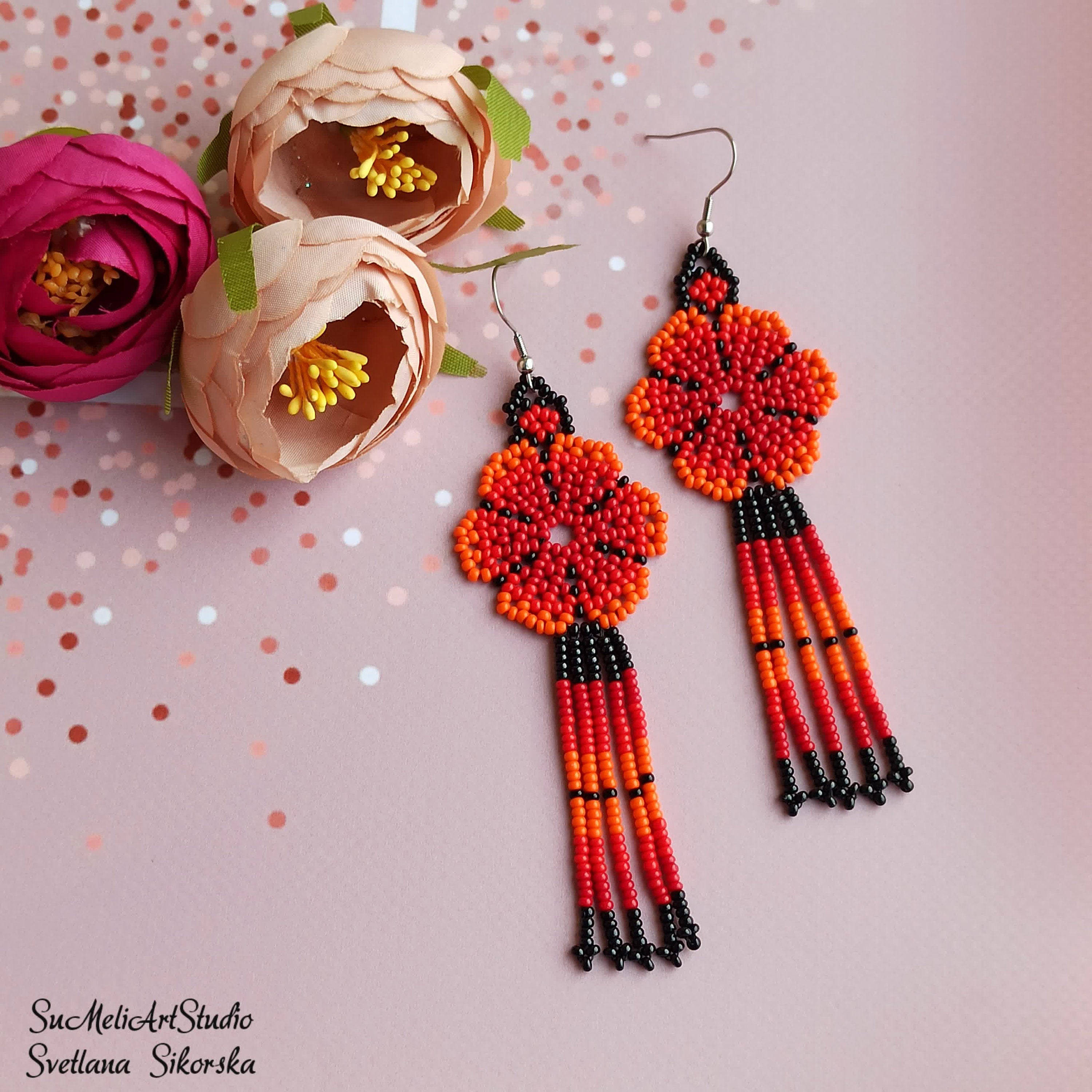 Red orange earrings Clearance