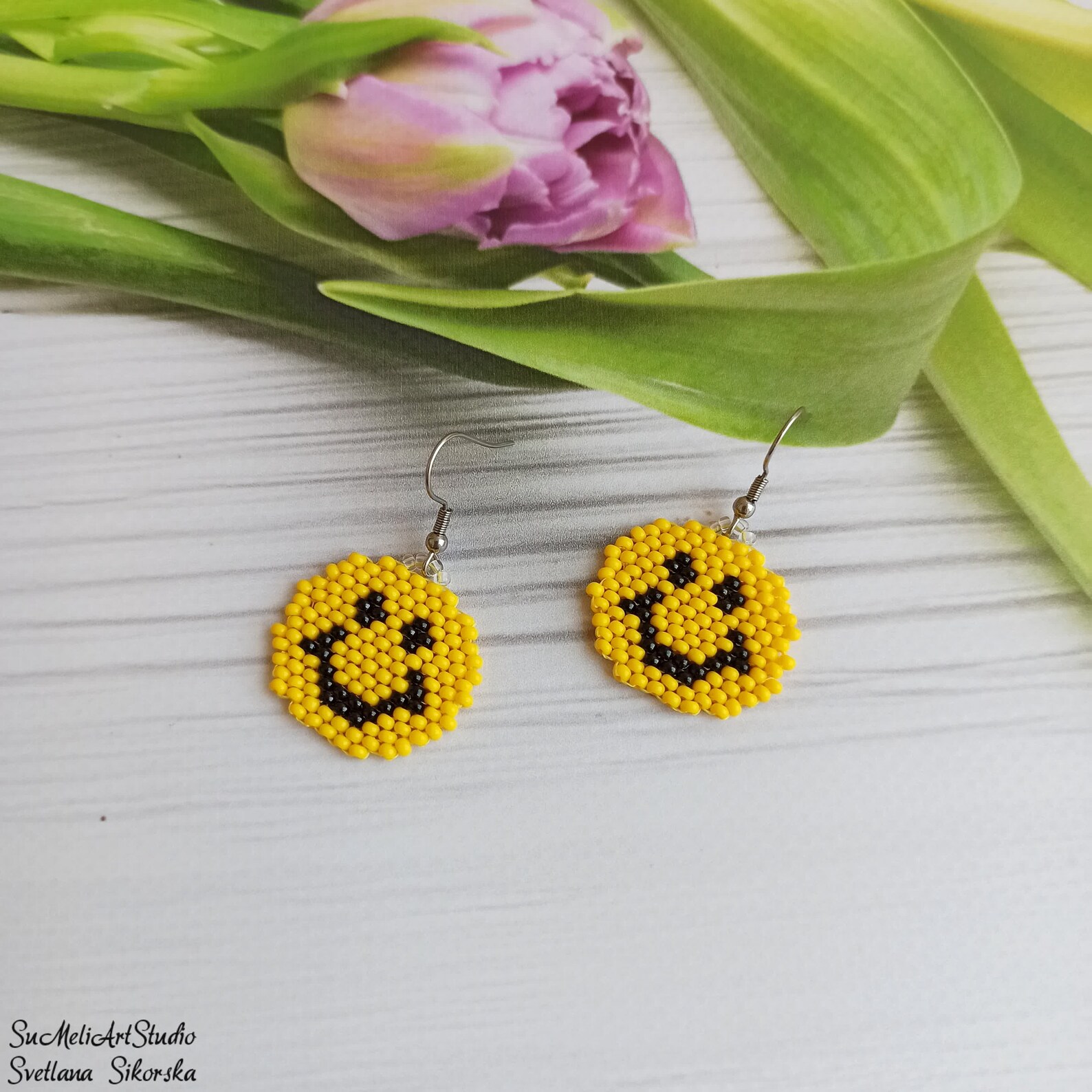 Little Girl Earrings Kids Beaded Earrings Beadwork Earrings Etsy