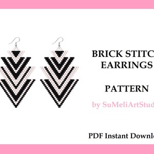 Geometry earrings pattern, Beading pattern, Brick stitch earrings, Seed bead earrings pattern, Instant Download, Miyuki Delica PDF pattern