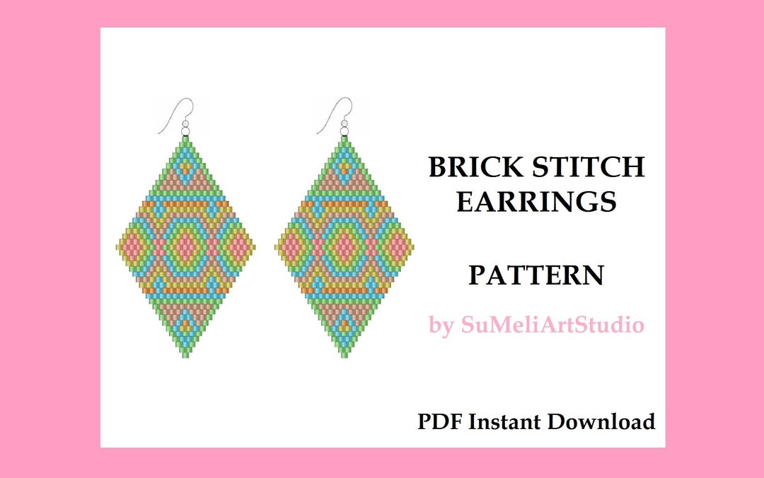 Beaded Earrings Pattern, Brick Stitch Earrings, Beading Pattern ...