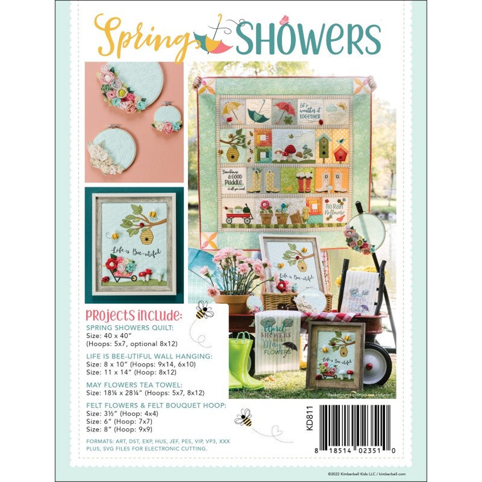 Kimberbell Spring Showers Machine Embroidery Complete Fabric Etsy