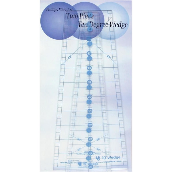 10 Degree Wedge Ruler (2 piece) & Bonus pattern by Phillip Art Fiber