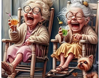 Diamond Painting Grandma's relaxing and Enjoying Drinks DIY Diamond Painting 40x40CM
