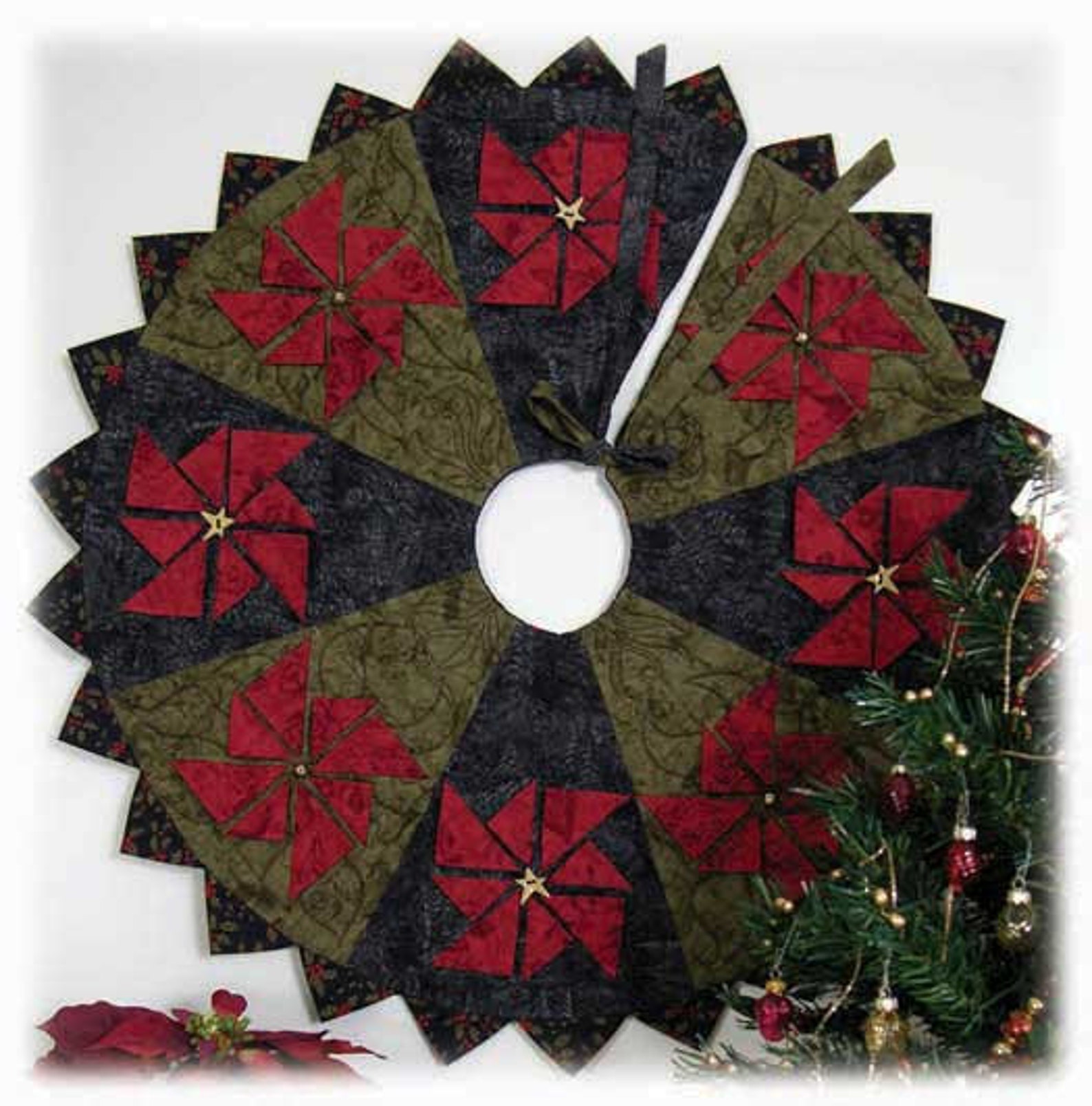 Prairie Point Poinsettia Tree Skirt Pattern Pak Plus Etsy