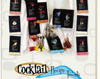 Cocktail recipe Towels Embroidery