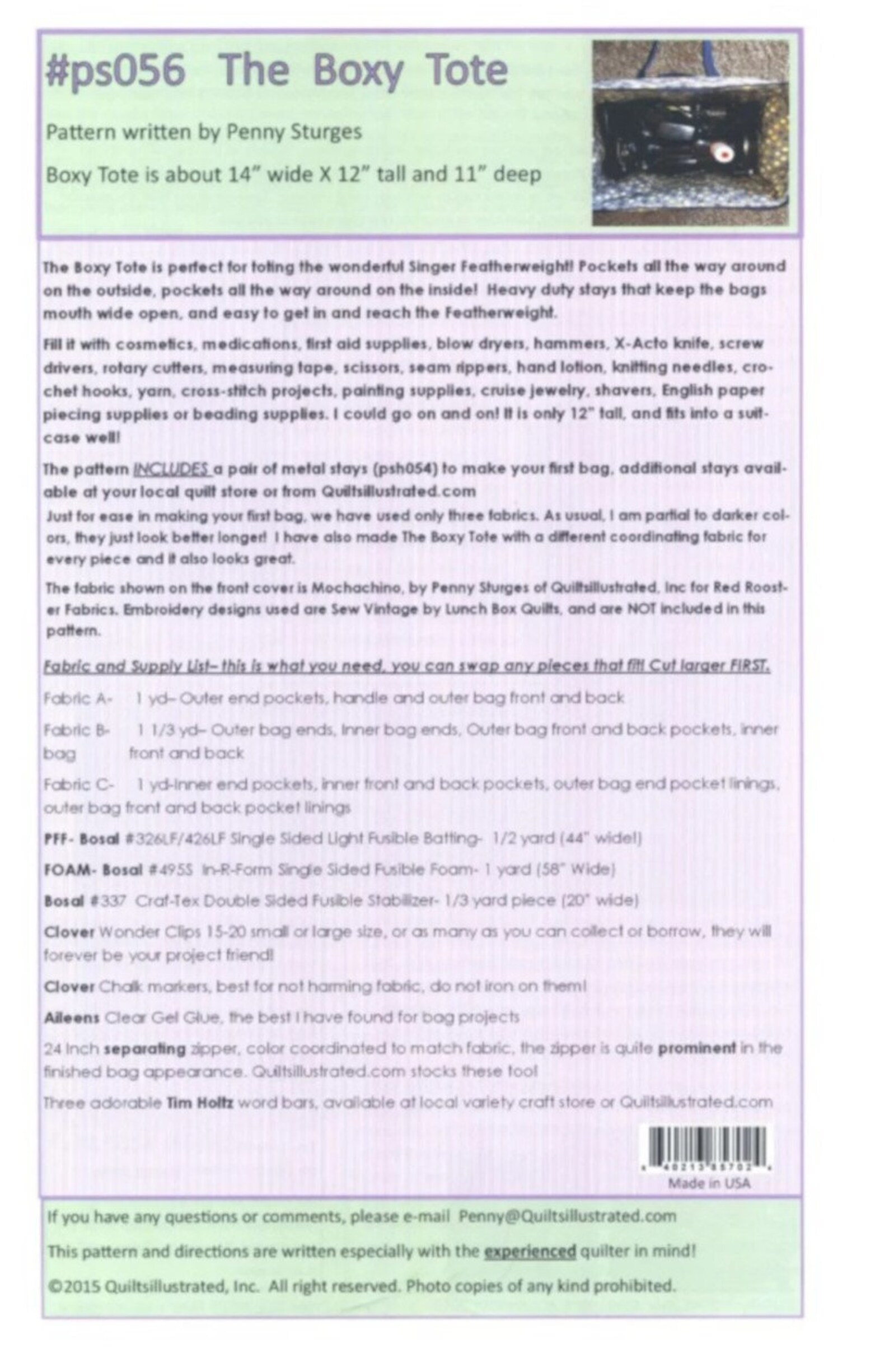 The Boxy Tote by Quilts Illustrated Pattern Etsy