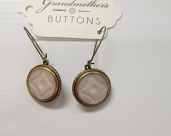 Button Earrings Antique/ Vintage ca.1920-1950 European Glass by Grandmothers Buttons