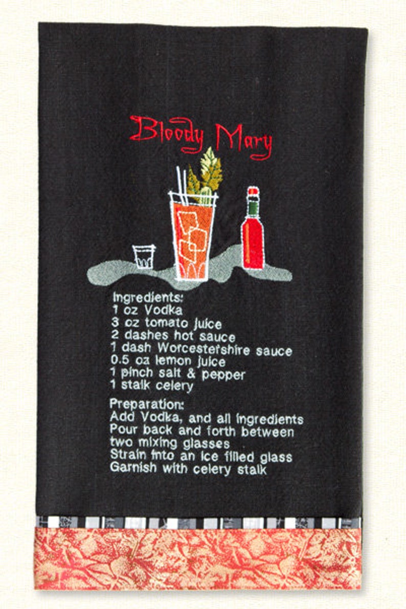 Cocktail Recipe Towels by Lunch Box QuiltsMachine Embroidery Etsy
