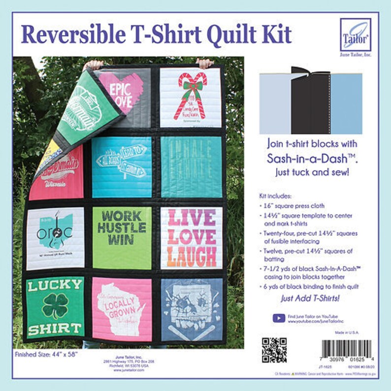 Reversible Tshirt Quilt Kit Black Sashing by June Tailor Etsy