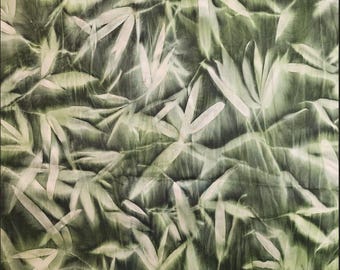 Hand dyed Green w/white 60 wide Cotton Fabric