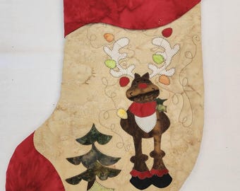 Rudy the Reindeer Christmas Stocking Fabric Kit w/Pattern