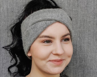Knit headband, Women's twist headband, Warm winter headband, Soft alpaca headband, Wool turban headband, Chunky hairband, Woolen head wrap