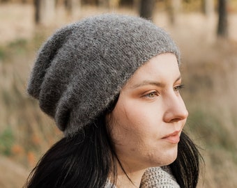 Gray beanie, Wool slouchy beanie, Alpaca hat women's, Alpaca wool beanie, Oversized beanie, Alpaca beanie, Slouch beanie, Women's beanie