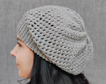 Lace beanie, Slouchy beanie, Cotton beanie, Summer beanie, Womens beanie, Merino beanie, Cotton slouchy hat, Oversized beanie, Slouchy beret