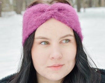 Winter, cold weather headband for women, Hand knit alpaca, silk headband, Wool headband in various colors, Ear warmers, Knitted headband