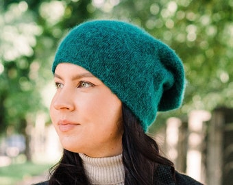 Green beanie, Slouch beanie, Wool slouchy beanie, Alpaca hat women's, Alpaca wool beanie, Oversized beanie, Alpaca beanie, Women's beanie