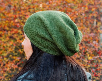 Women's alpaca hat - Slouch winter hat - Knit alpaca beanie - Slouchy wool hat - Knitted wool beanie - Baggy women's hat - Unisex beanie hat