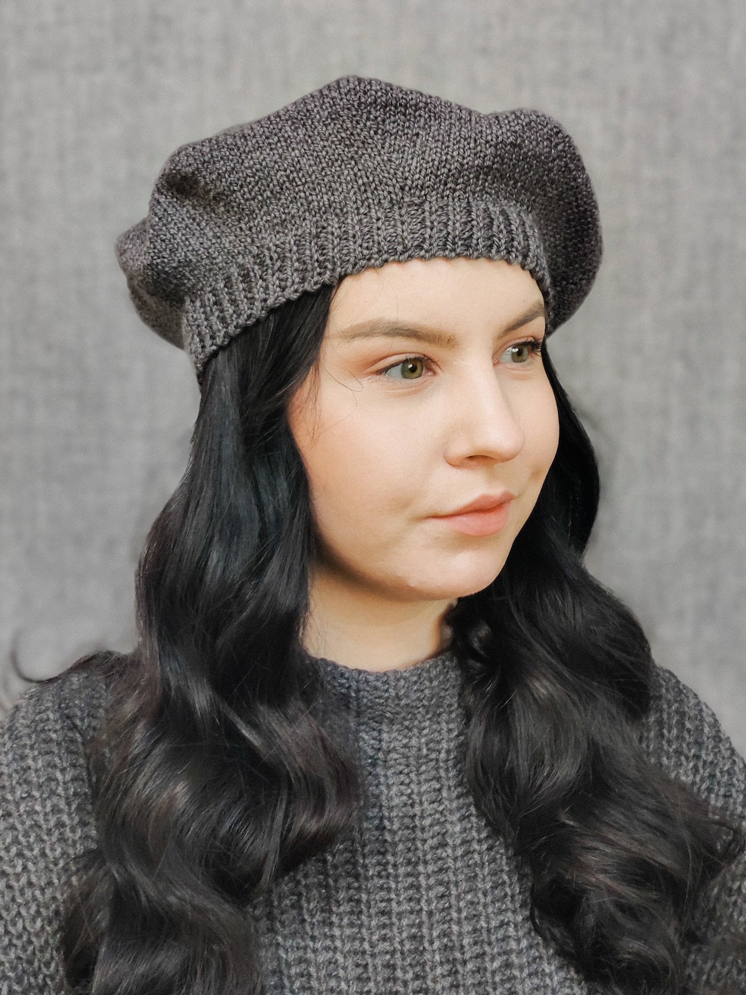 Women\'s Soft & Warm 100% Wool Mix French Beret Hat In Gray NWT Beret Gray 100% Wool Hats for Women for sale | eBay main image 3