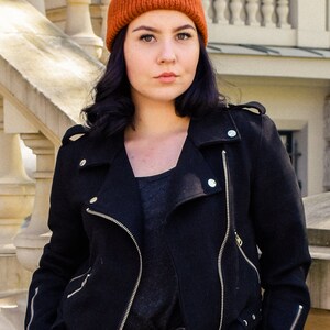 Orange Cuffed Merino Beanie, Hand Knitted Beanie Women's, Classic Rib Knit Hat, Wool Hat Men's, Slouchy Fisherman's Beanie, Long Trawler Beanie