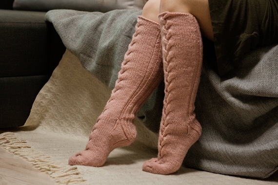 Ladies Winter Soft Cable Knit Over knee Long Boot Thigh-High Warm Pantyhose  Socks Leggings 