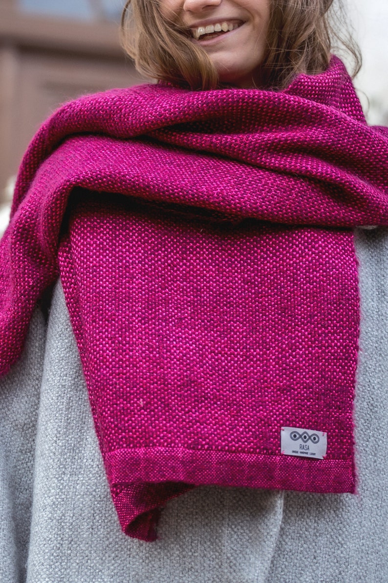 Silk Wool Shawl, Pink Dots