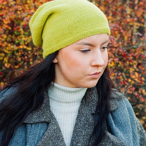 Slouchy alpaca beanie Women's wool hat Hand knit wool beanie Alpaca wool winter hat Slouch beanie women's Knitted alpaca hat image 2