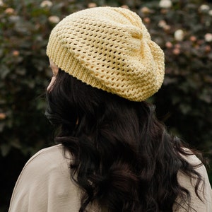 Lace beanie, Slouchy beanie, Cotton beanie, Summer beanie, Womens beanie, Merino beanie, Cotton slouchy hat, Oversized beanie, Slouchy beret
