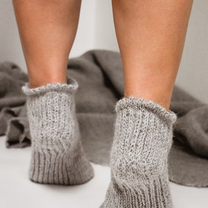 Women's wool socks, Hand knit socks, Knitted socks, Slipper socks, Bed socks, Handmade socks, Woolen socks, Women's socks, Wool ankle socks image 3