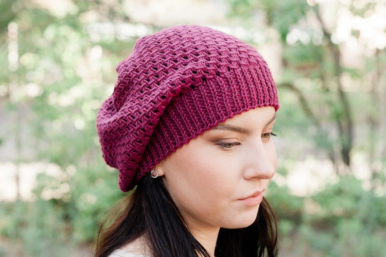 Slouchy beanie, Cotton beanie, Lace beanie, Merino beanie, Lace slouchy hat, Wool beanie, Summer beanie, Women's beanie, Summer slouchy hat image 1